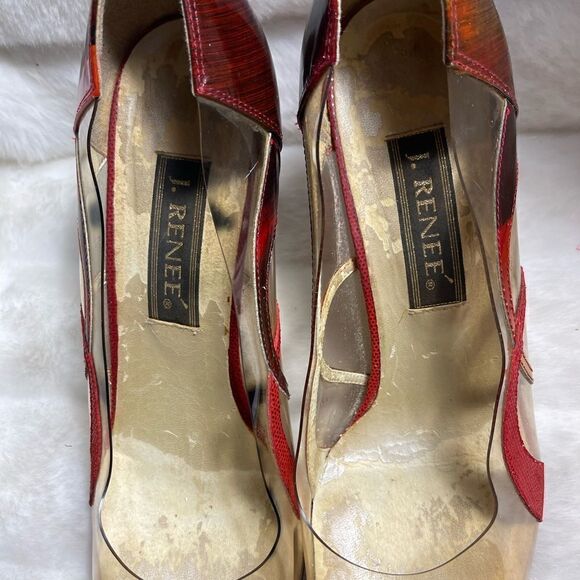 J Renée clear PVC and patent marble multi color slip on pumps size 12M - Picture 4 of 11